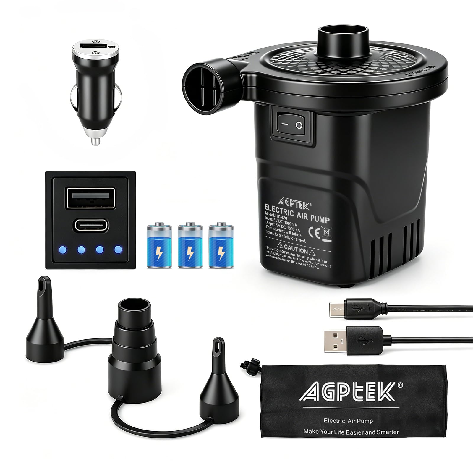 AGPTEK frente del dispositivo muestra diseño compacto y portátil