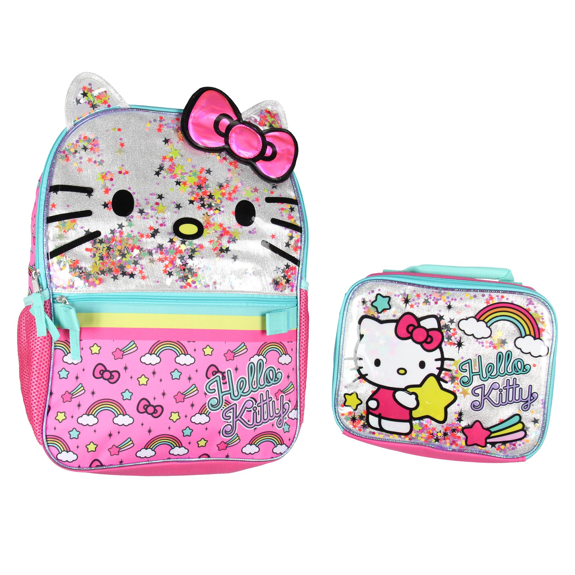 AI ACCESSORY INNOVATIONS mochila frontal Hello Kitty con estrellas móviles, atractivo visual