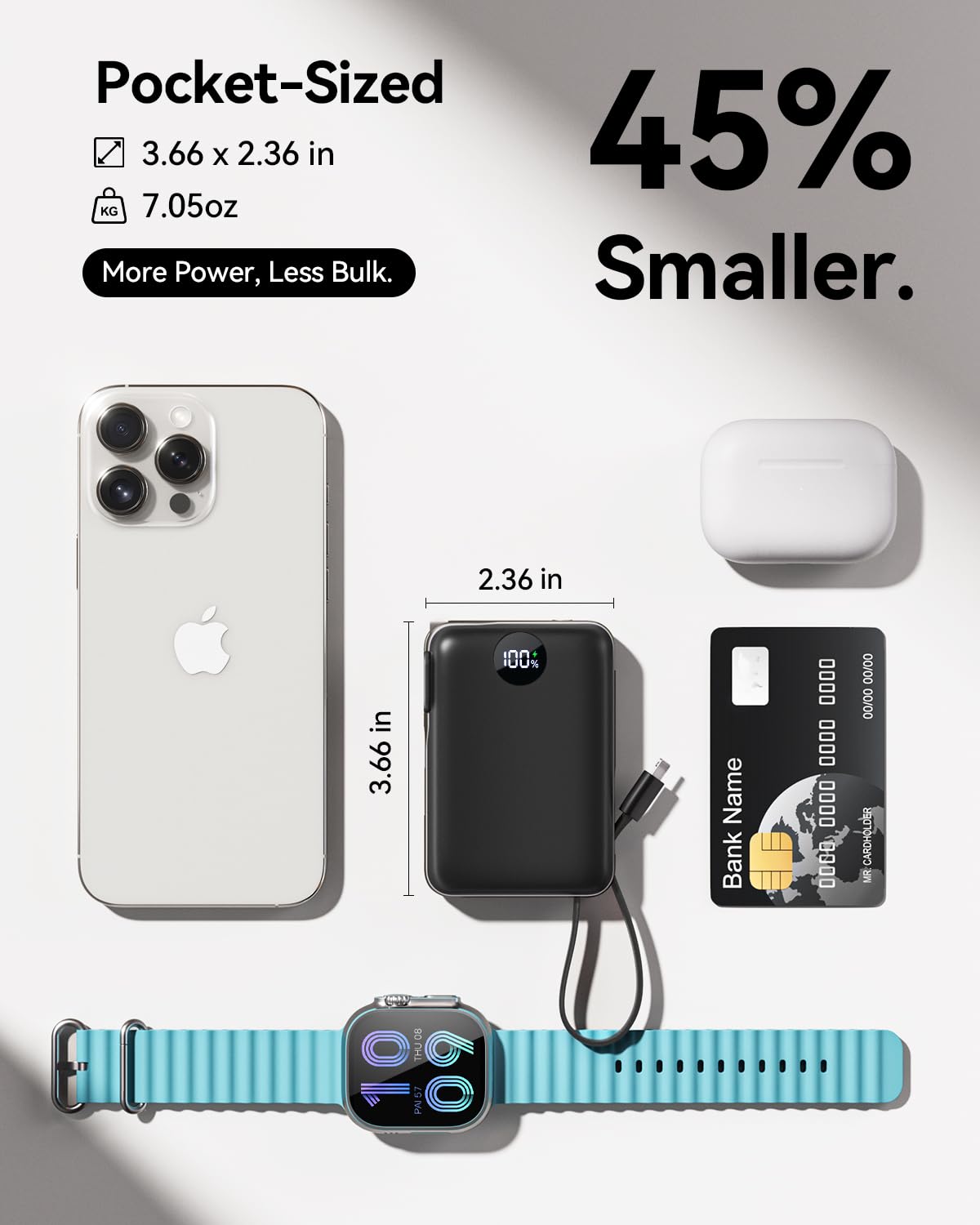 AIFENG power bank en mano mostrando tamaño real y ligereza para llevar