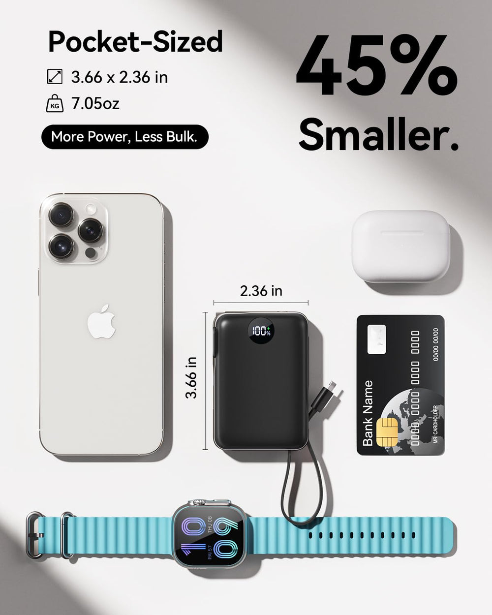 AIFENG power bank en mano mostrando tamaño real y ligereza para llevar