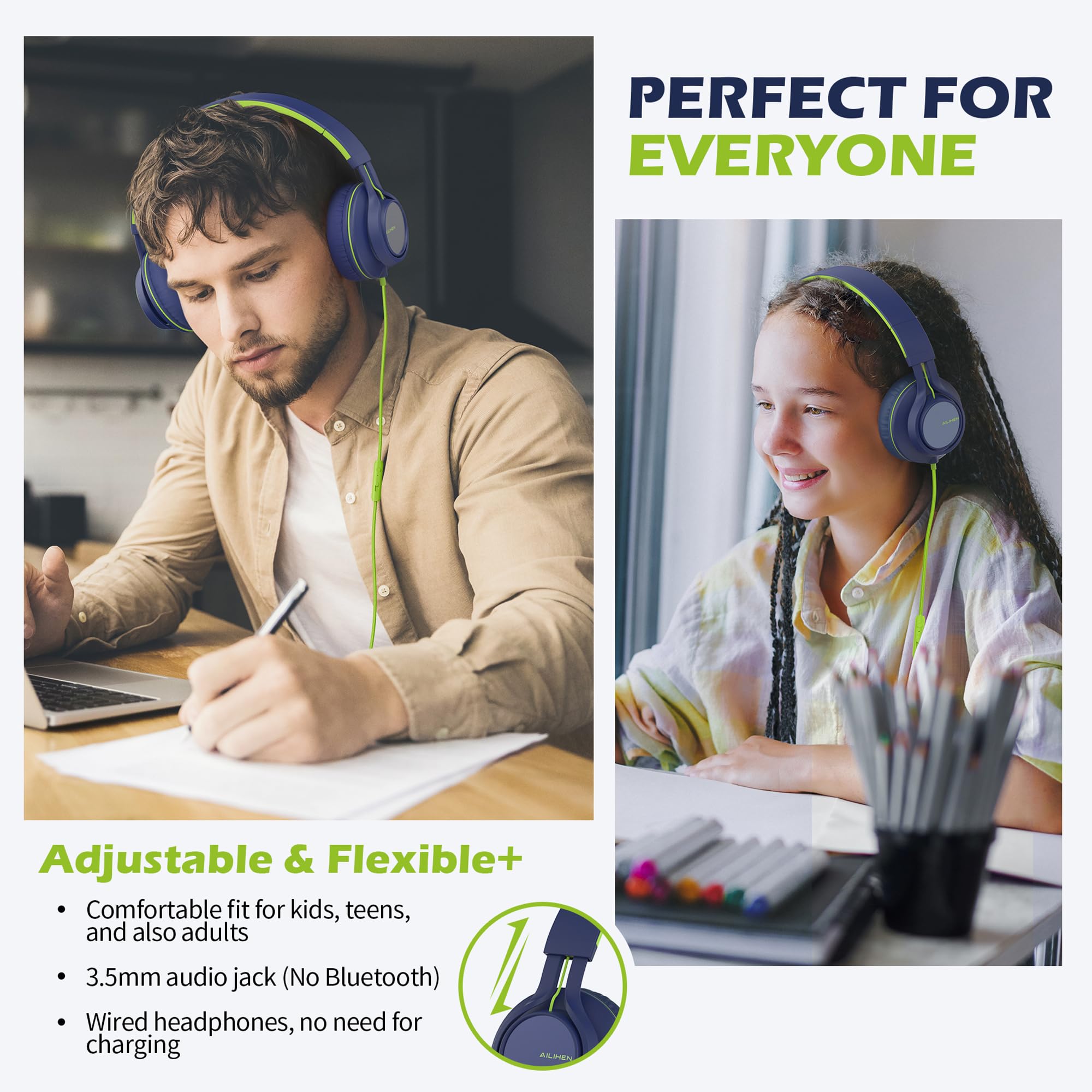 AILIHEN auriculares plegados para transporte fácil y ahorro de espacio