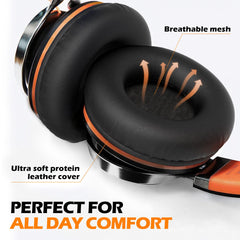 AILIHEN C8 earcup close-up highlighting soft padding and comfortable on-ear fit for long wear