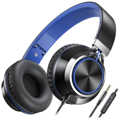 AILIHEN auriculares C8 frontal mostrando diseño negro y azul y beneficio versátil