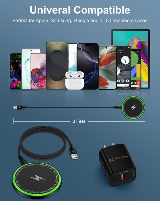 AILKIN contenido del paquete con cargador, adaptador y cable para uso inmediato