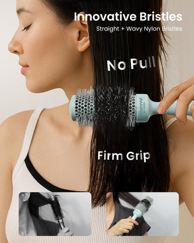 AIMIKE cepillo en uso con secador para un blowout voluminoso