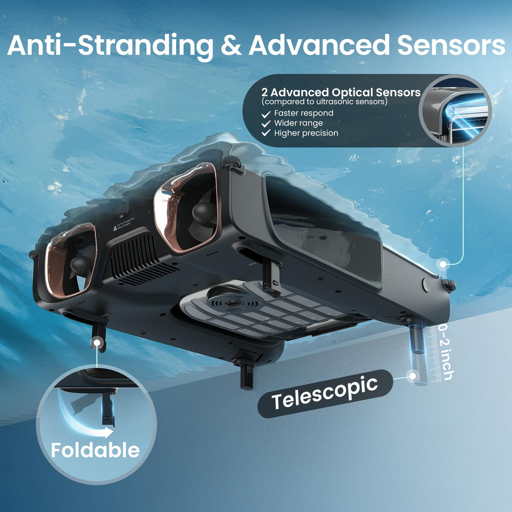AIPER EcoSurfer S2 retractable anti-stuck columns preventing snagging on steps and edges
