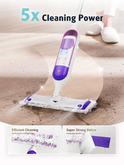 AIR U+ almohadilla colocada en mop en uso para limpieza rápida