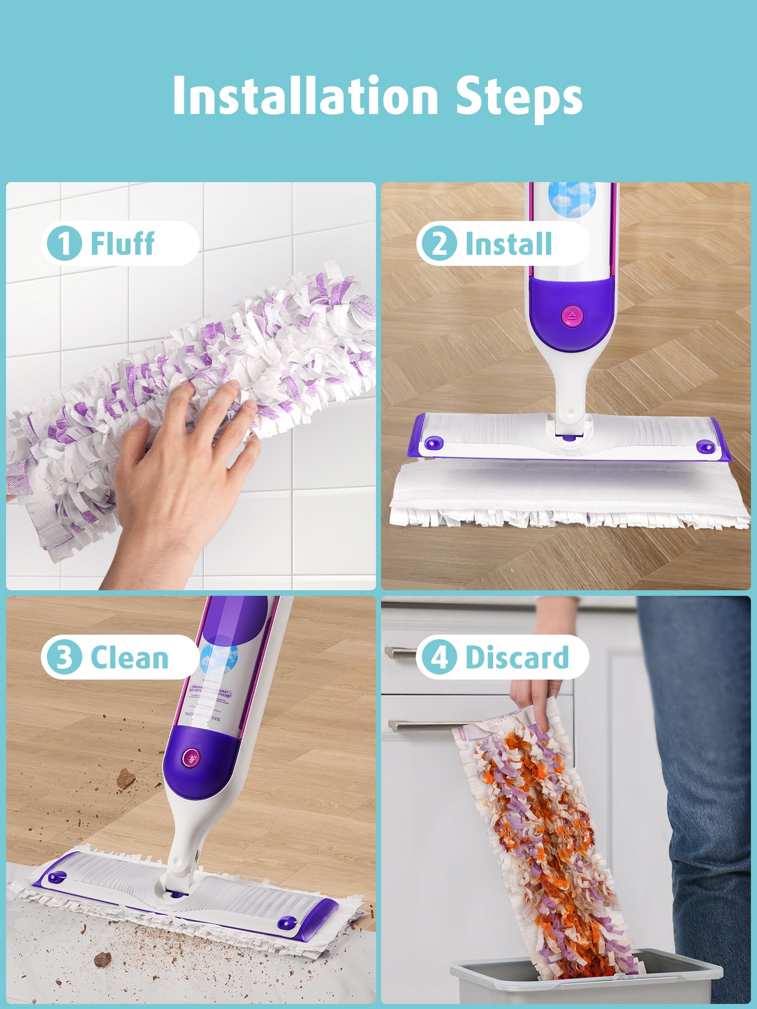 AIR U+ etiqueta del producto mostrando compatibilidad con Power Mop