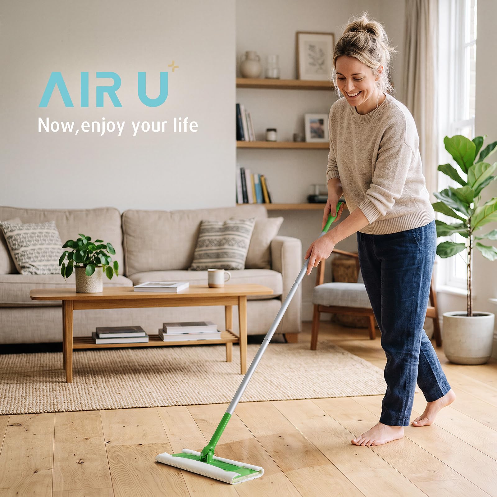 AIR U+ textura del paño en primer plano mostrando fibras que atrapan suciedad
