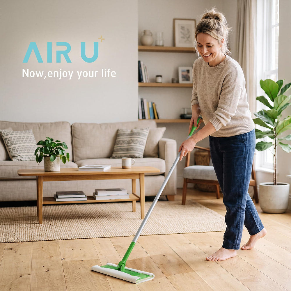 AIR U+ textura del paño en primer plano mostrando fibras que atrapan suciedad