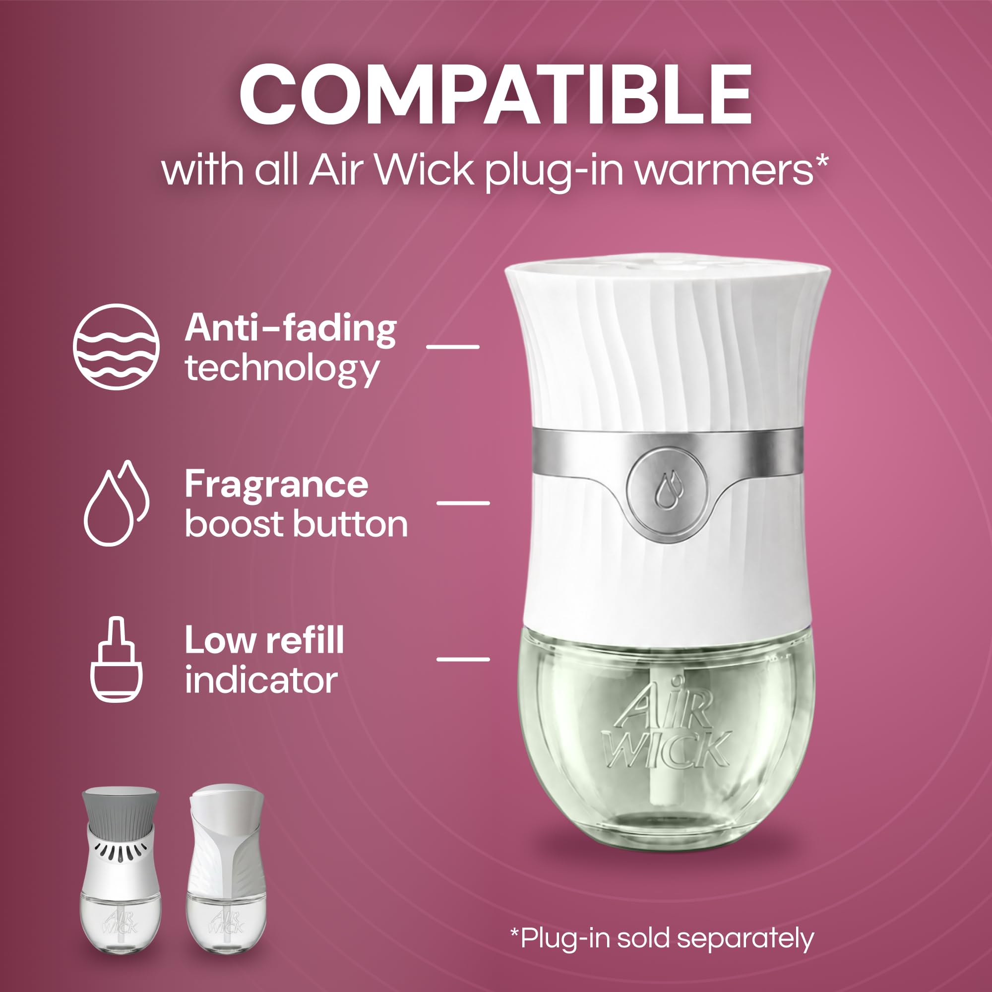 Air Wick etiqueta con ingredientes y aceites esenciales para experiencia real