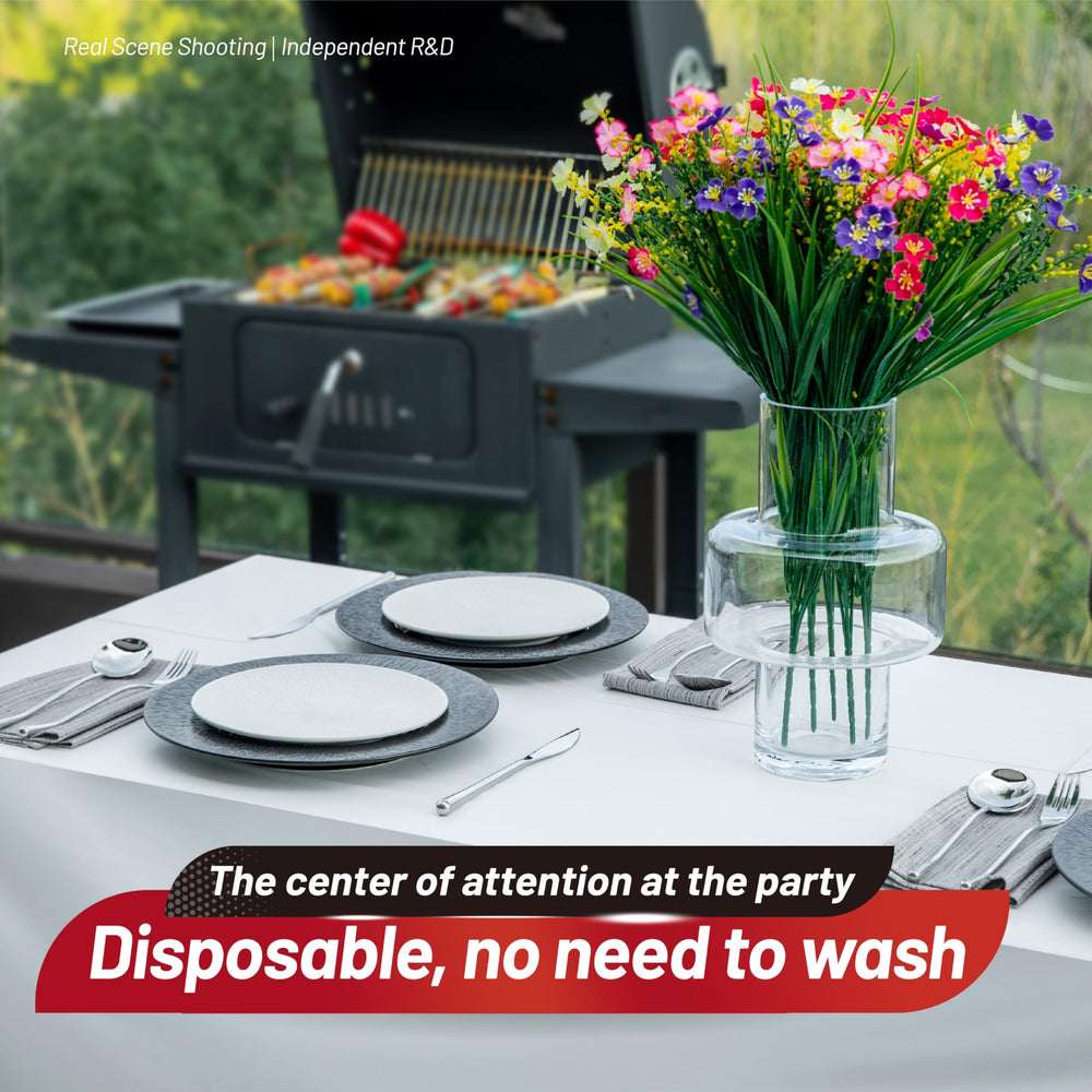 Airbin mantel cubriendo mesa en picnic exterior, práctico y resistente
