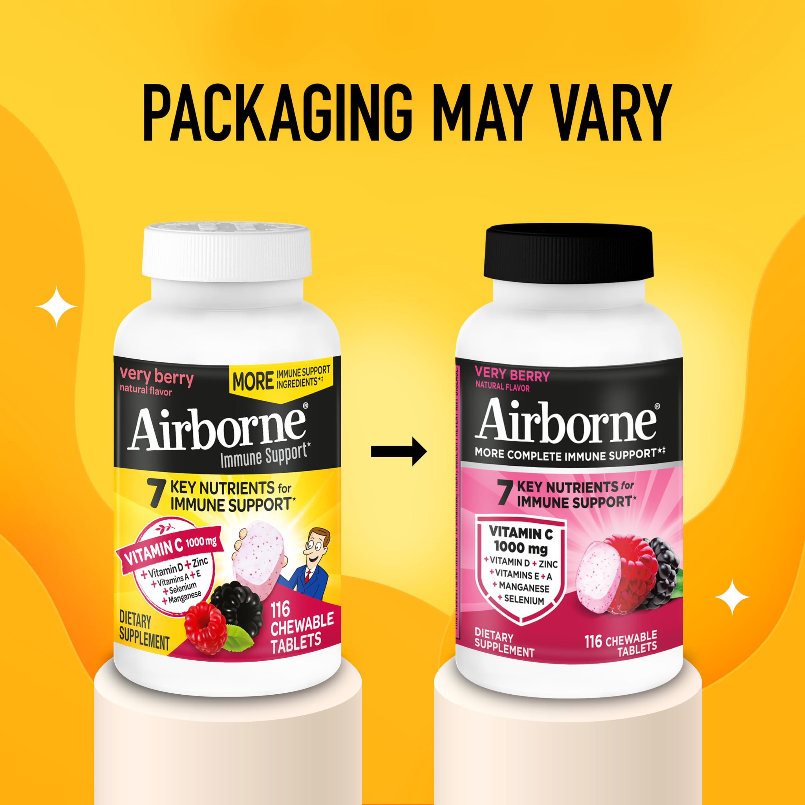 Airborne envase abierto con tabletas visibles, práctica cantidad por envase