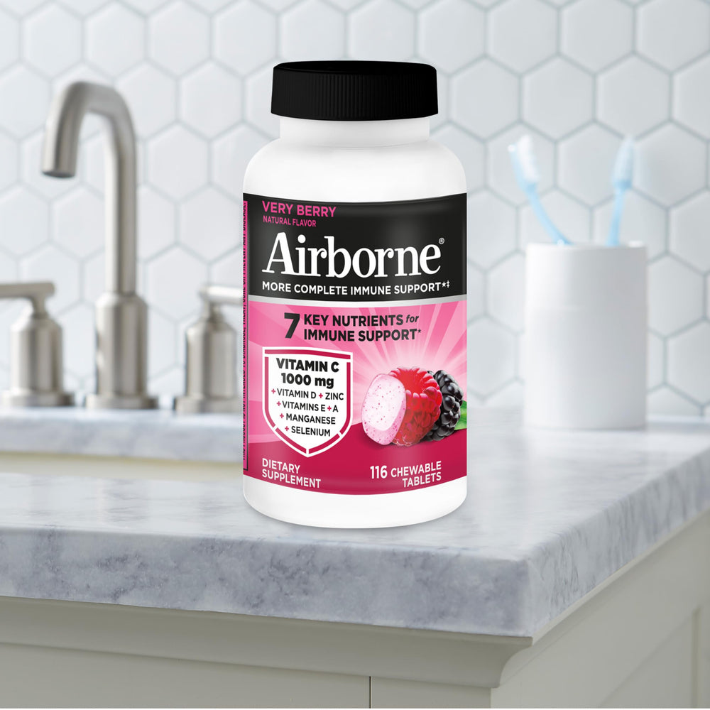 Airborne ingredientes destacados en etiqueta, lista de vitaminas y minerales