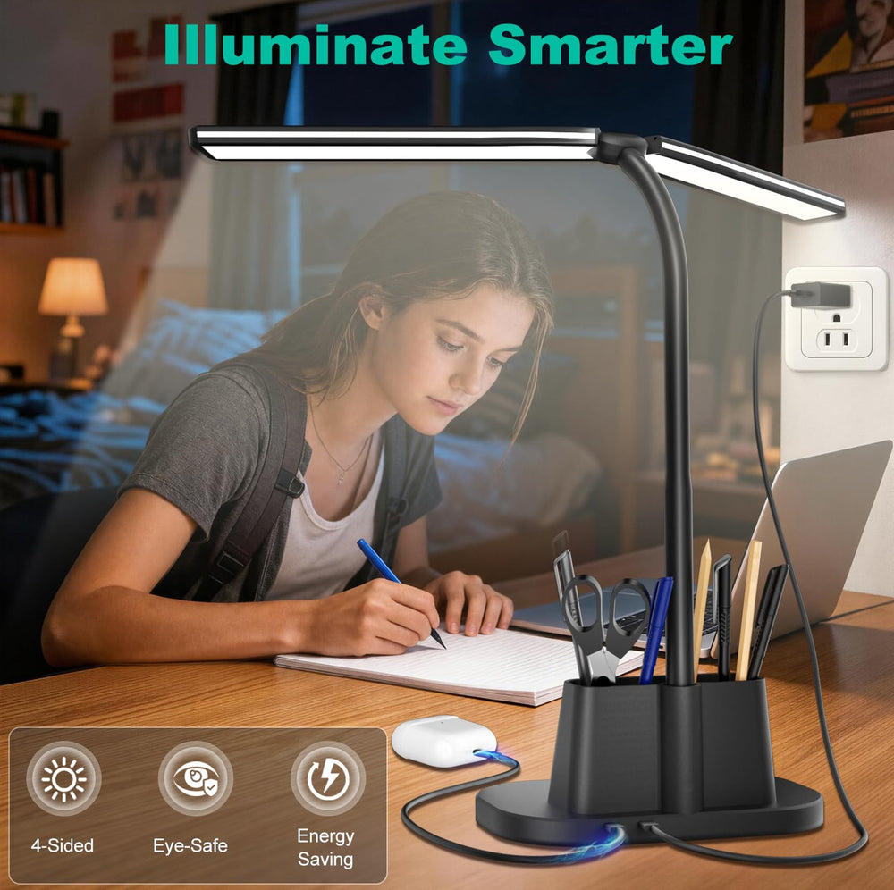 Airlonv lámpara iluminando un escritorio con monitor grande