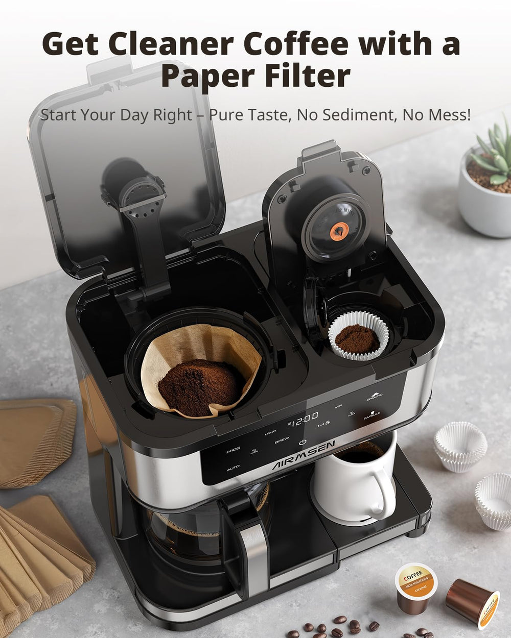 AIRMSEN removable filter assembly close-up for convenient cleaning