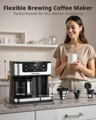AIRMSEN single-serve K-Cup slot open with pod, offers quick pod brewing