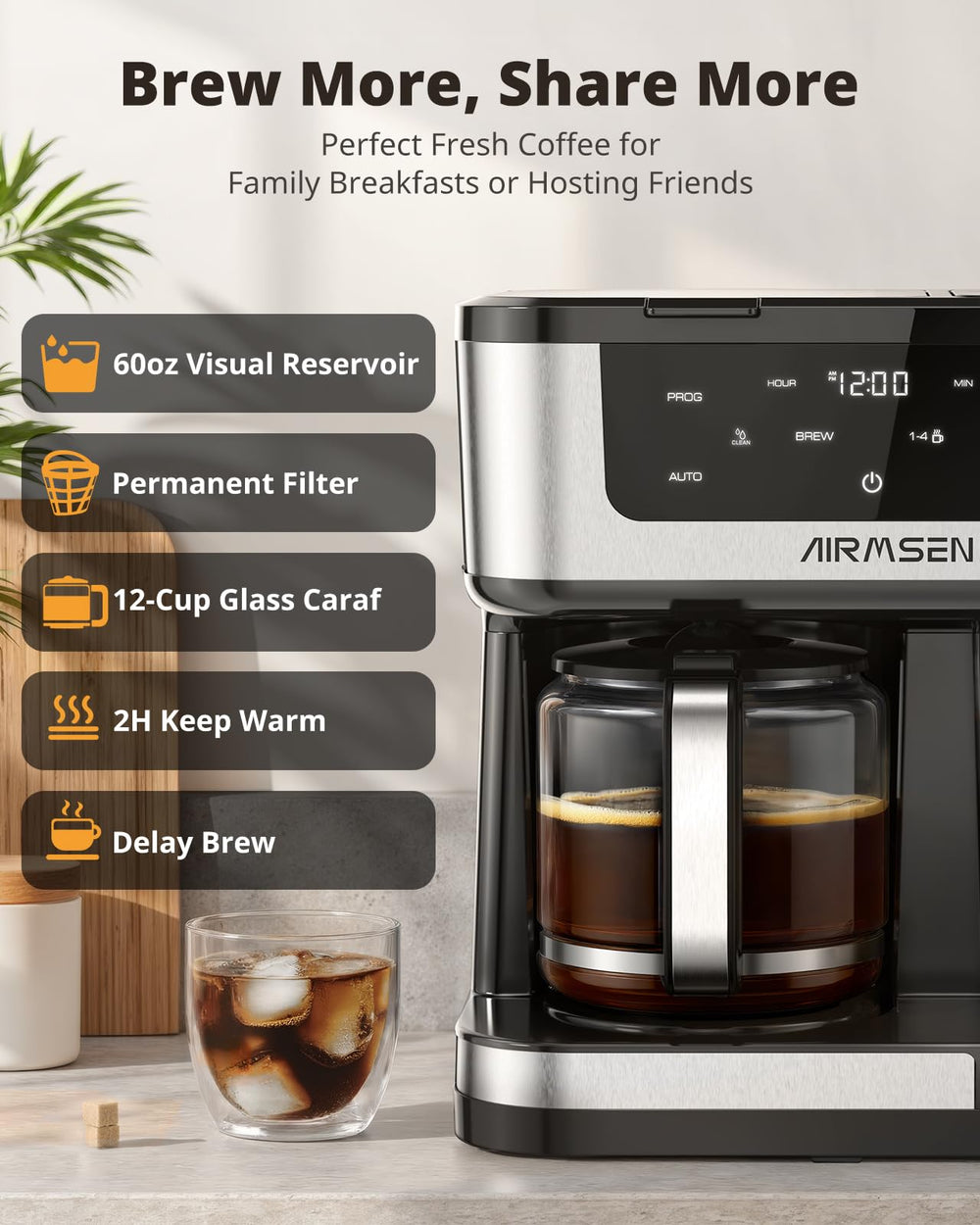 AIRMSEN touchscreen control panel close-up for easy programmable settings