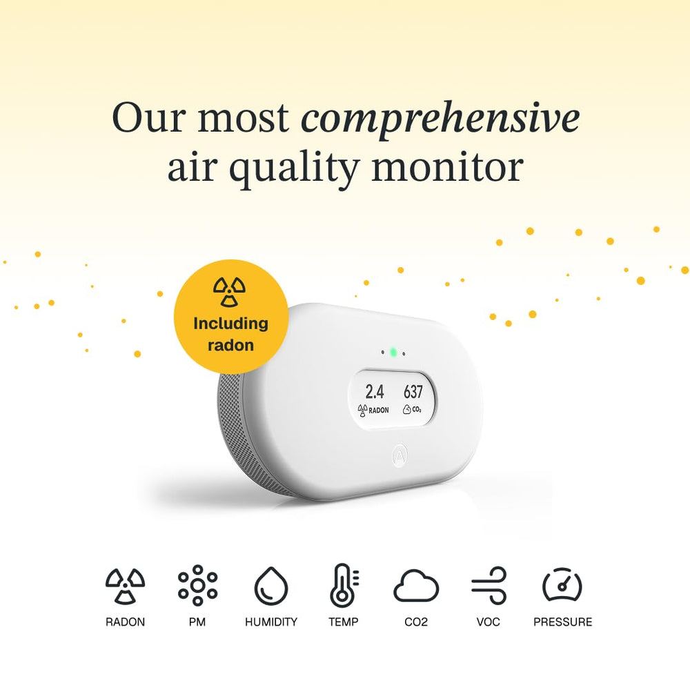 Airthings View Plus side profile highlighting compact design and flexible placement benefit