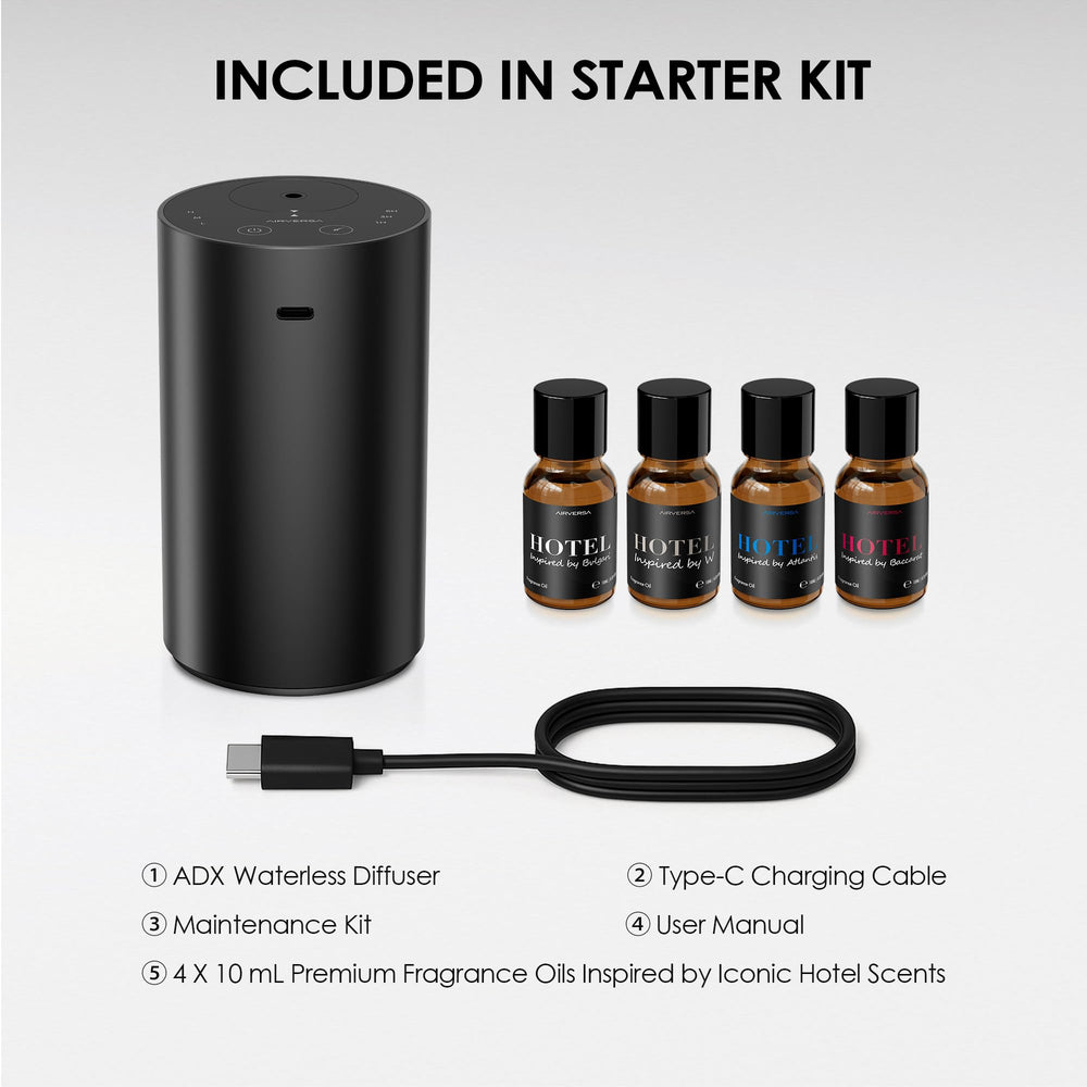 Airversa ADX con 4 botellas de 10 ml inspiradas en aromas de hotel