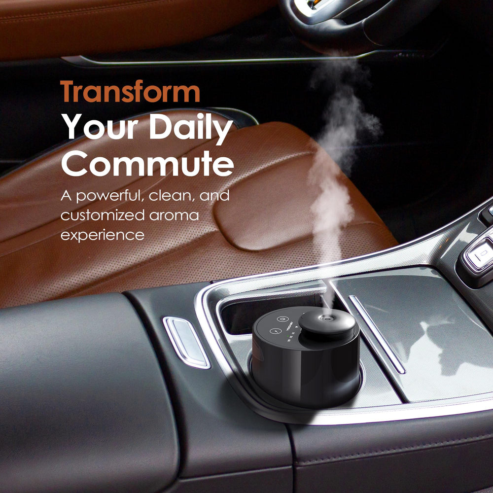 Airversa AN6 en uso en automóvil mejorando ambiente y confort de viaje