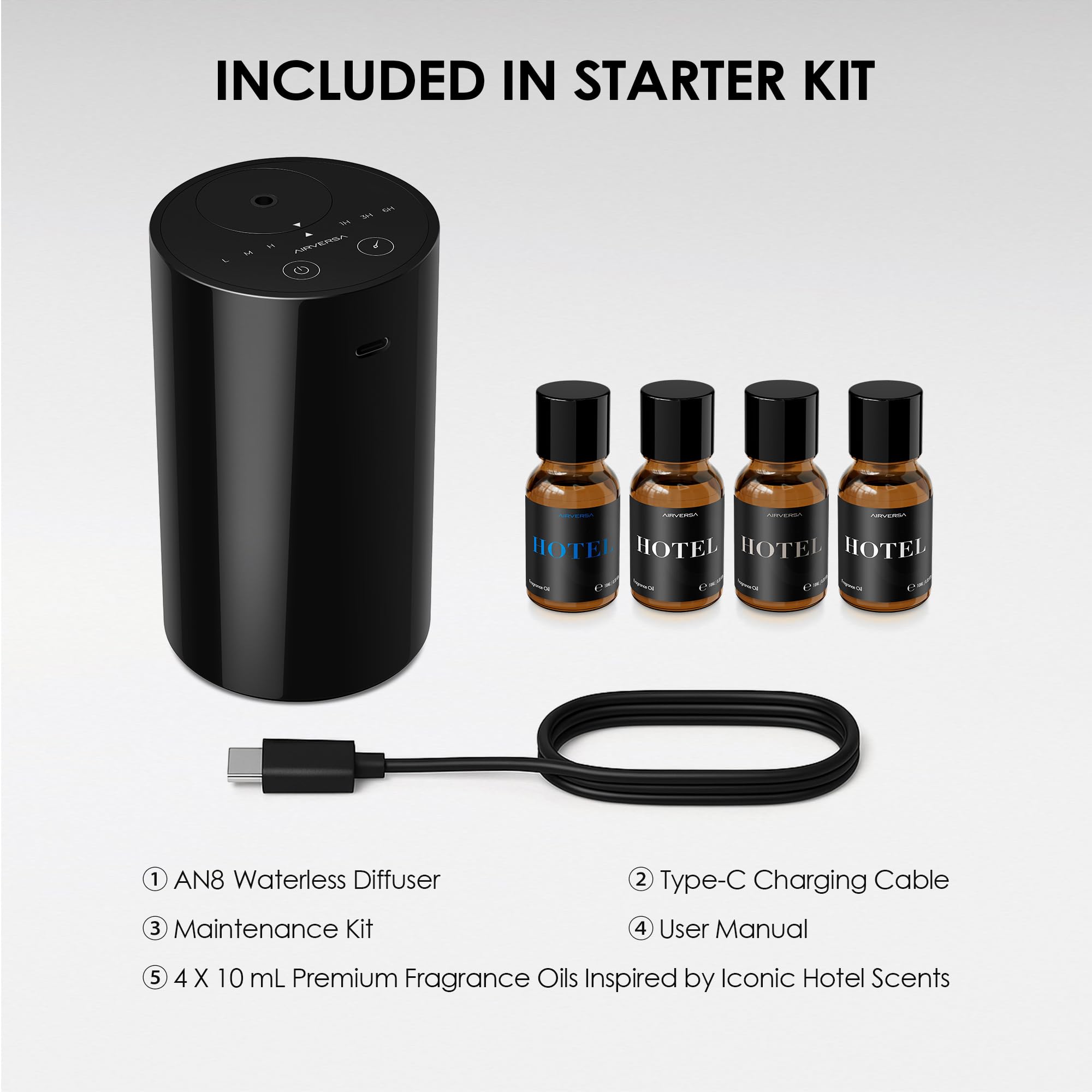 Airversa aceites 4x10ml inspirados en aromas de hotel para uso con AN8