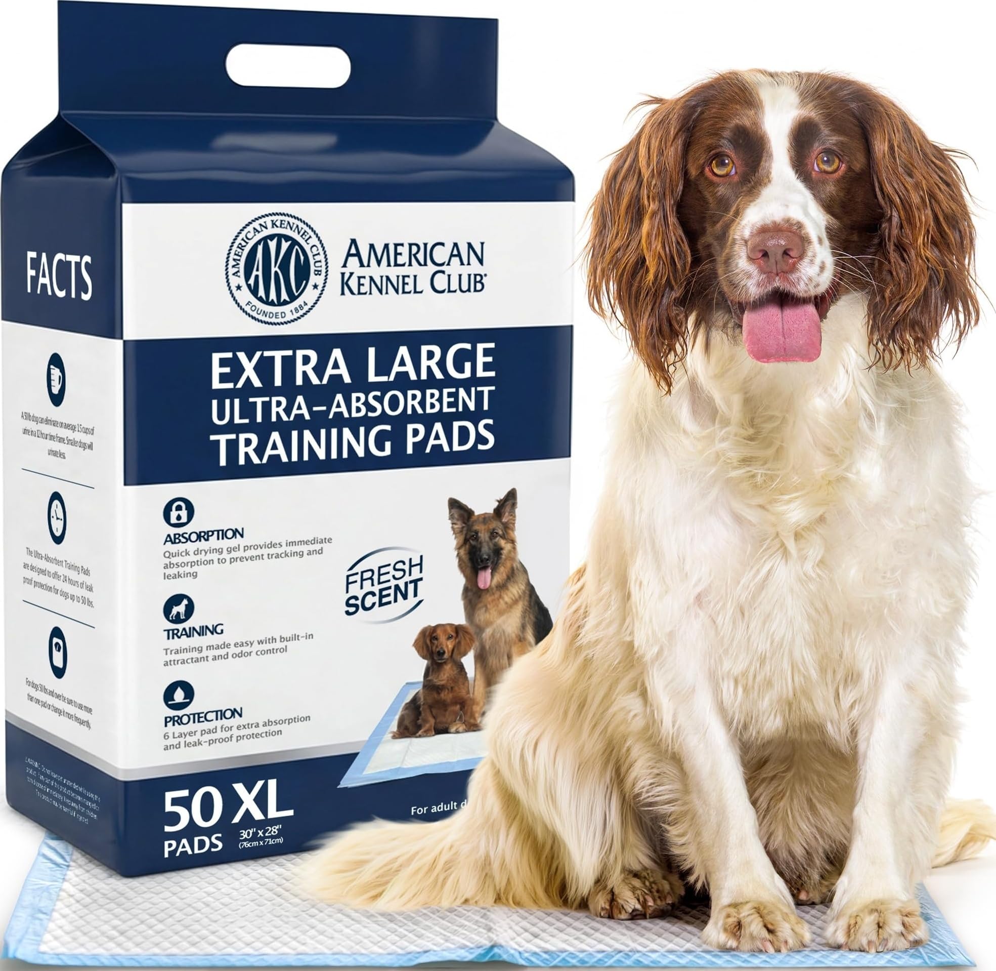 American Kennel Club almohadilla frontal del empaque, facilita elección rápida