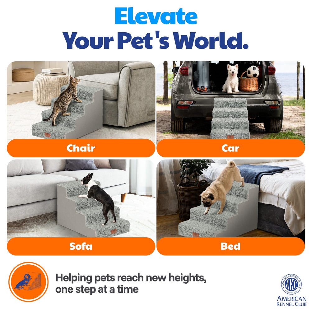 American Kennel Club escalones junto a objeto para comparar tamaño y escala