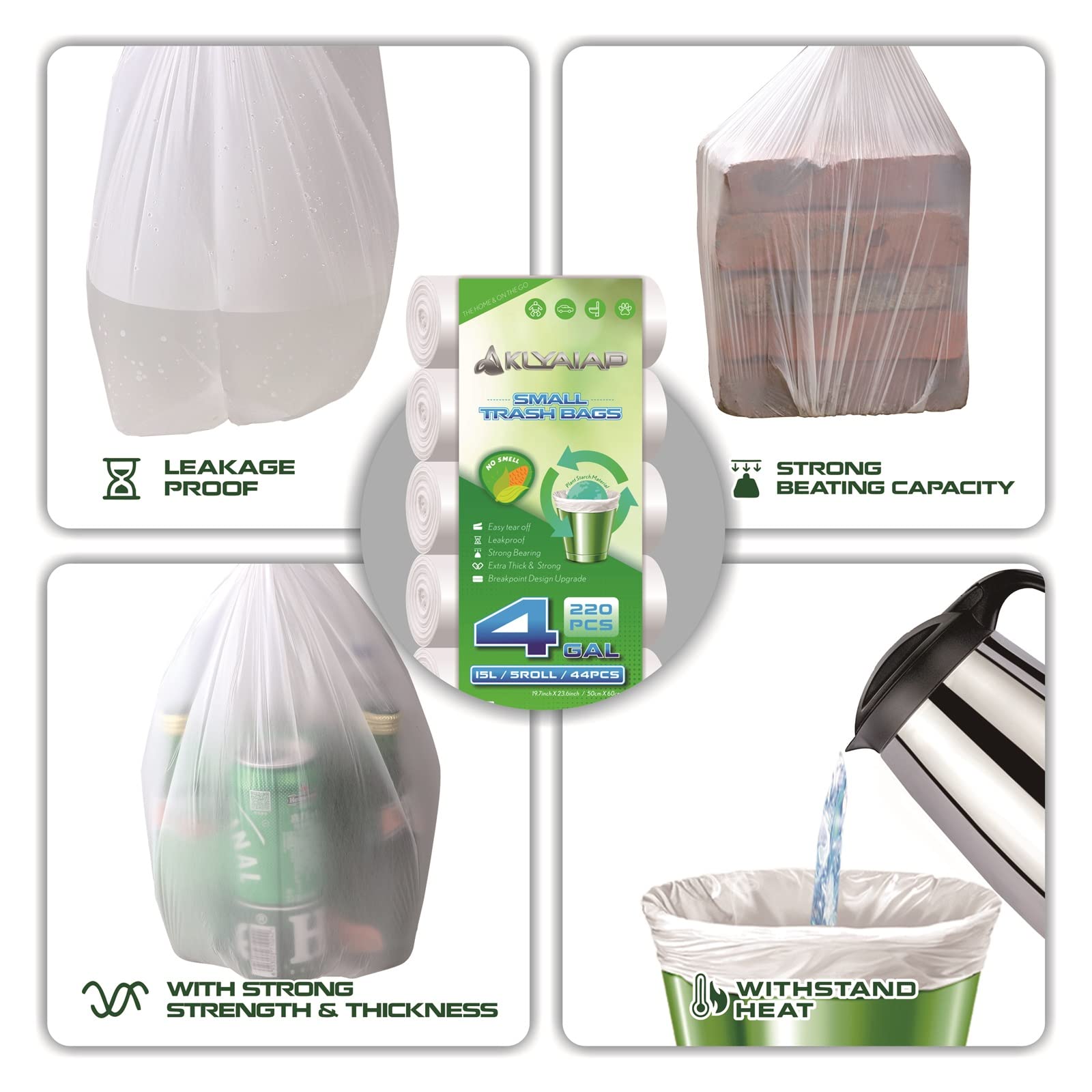 Aklyaiap primer plano de la textura y grosor que previene roturas al cargar basura