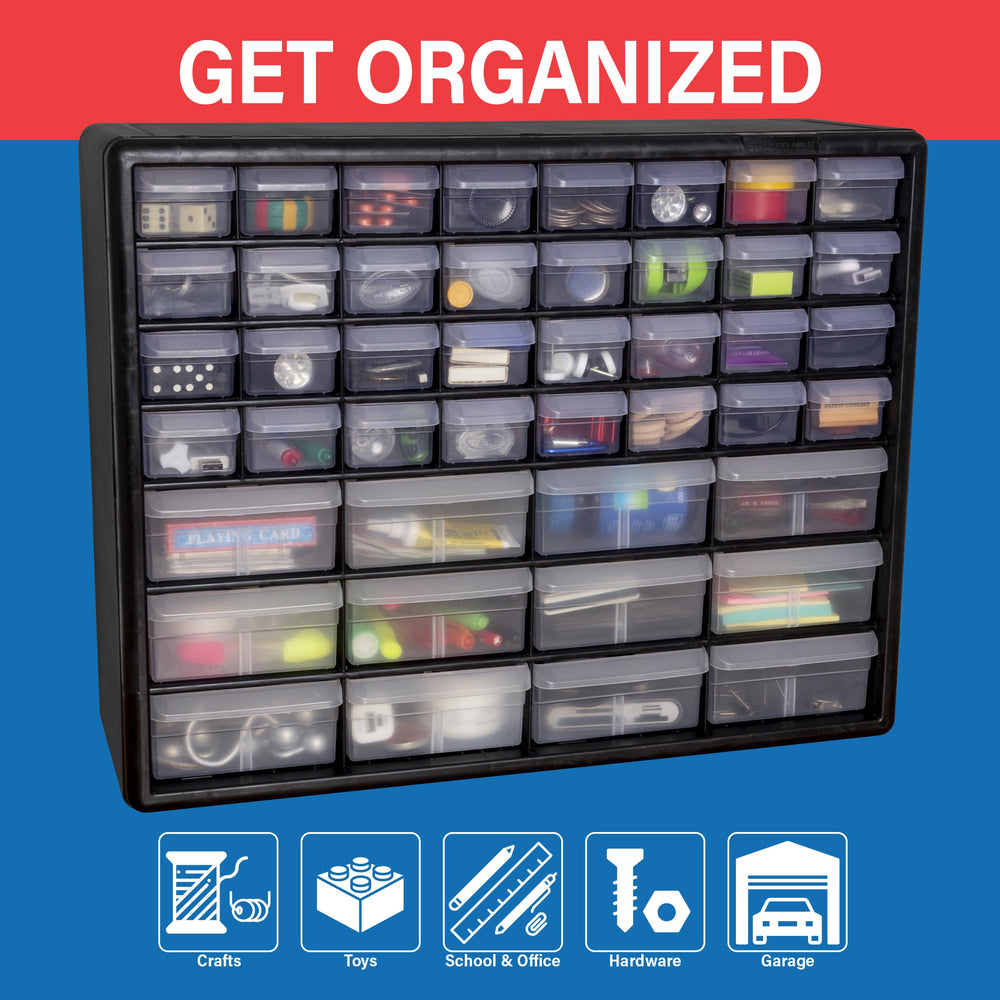 Akro-Mils small drawer open with organized craft beads visible for quick sorting