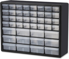 Akro-Mils front view of cabinet showing 44 drawers and space-saving design