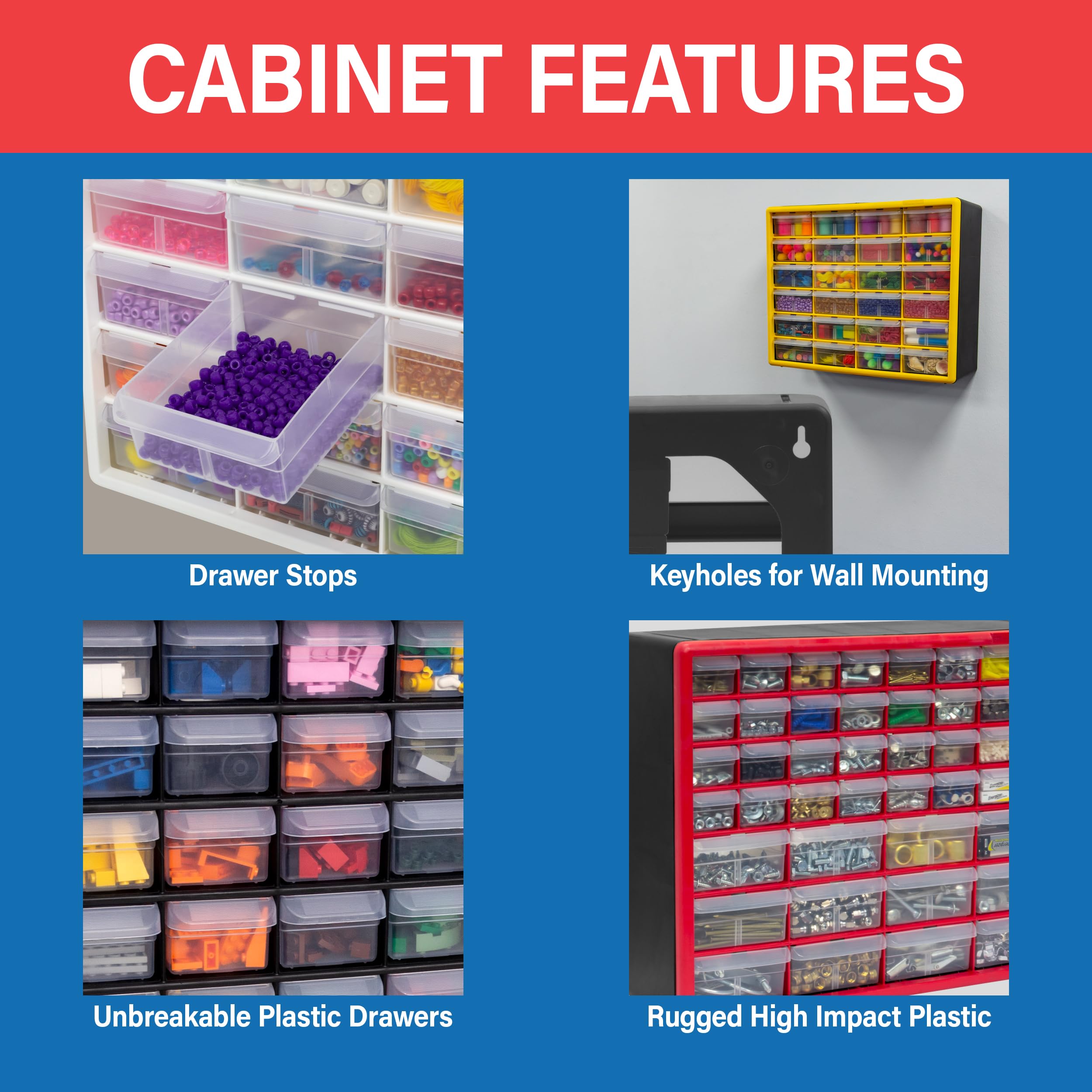Akro-Mils two stacked units demonstrating scalable storage and space-saving benefit
