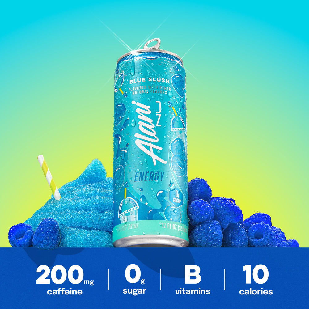 Alani Nu open can with visible carbonation bubbles for lively, refreshing sip