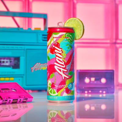 Alani Nu can held in hand demonstrating portable energy and on-the-go convenience