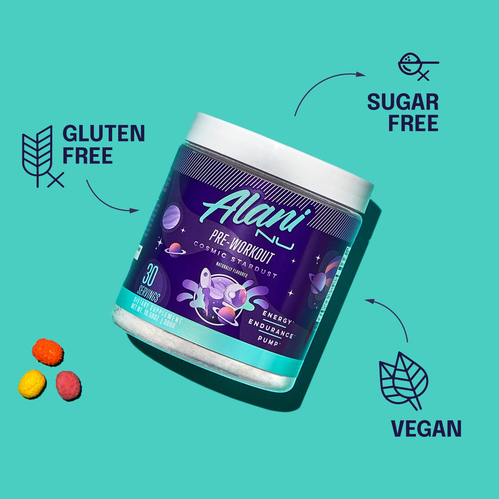 Alani Nu label close-up showing ingredients and transparent dosages