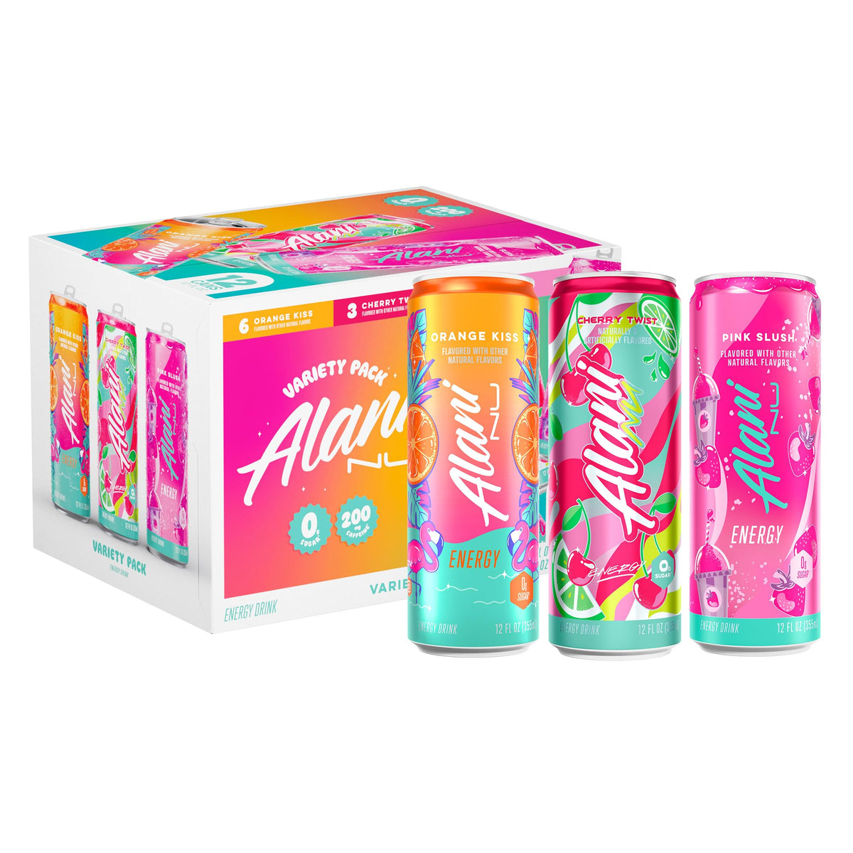 Alani Nu frente del paquete mostrando variedad y conveniencia
