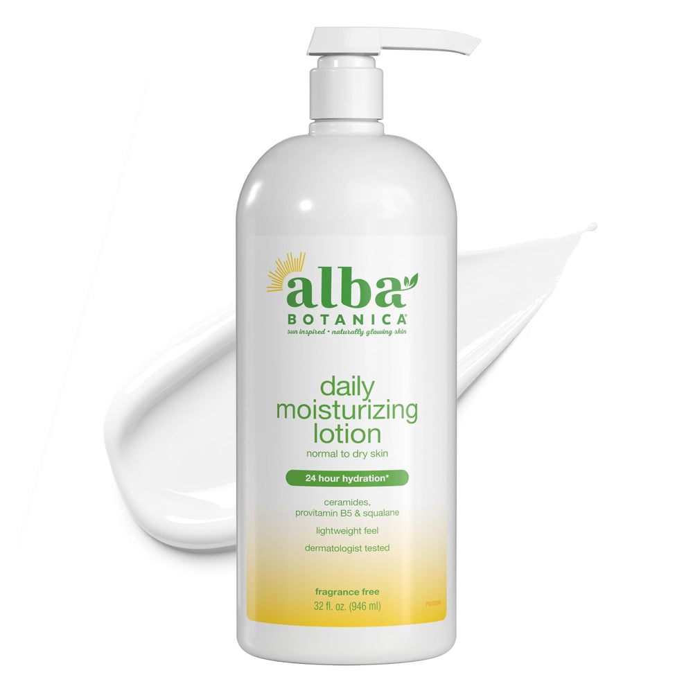 Alba Botanica frente del envase mostrando la etiqueta y beneficio hidratación