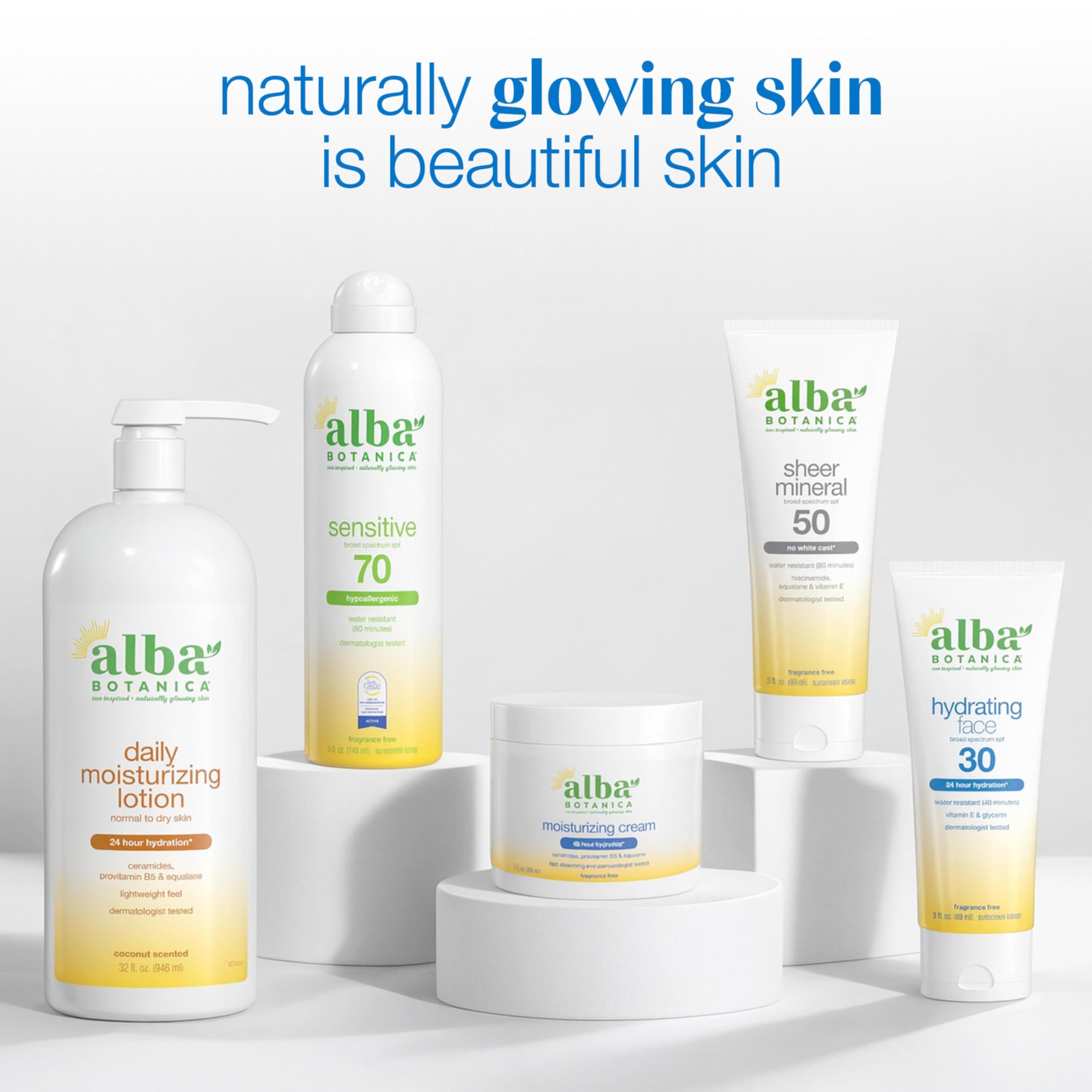 Alba Botanica uso en ambiente de baño que sugiere rutina post-ducha