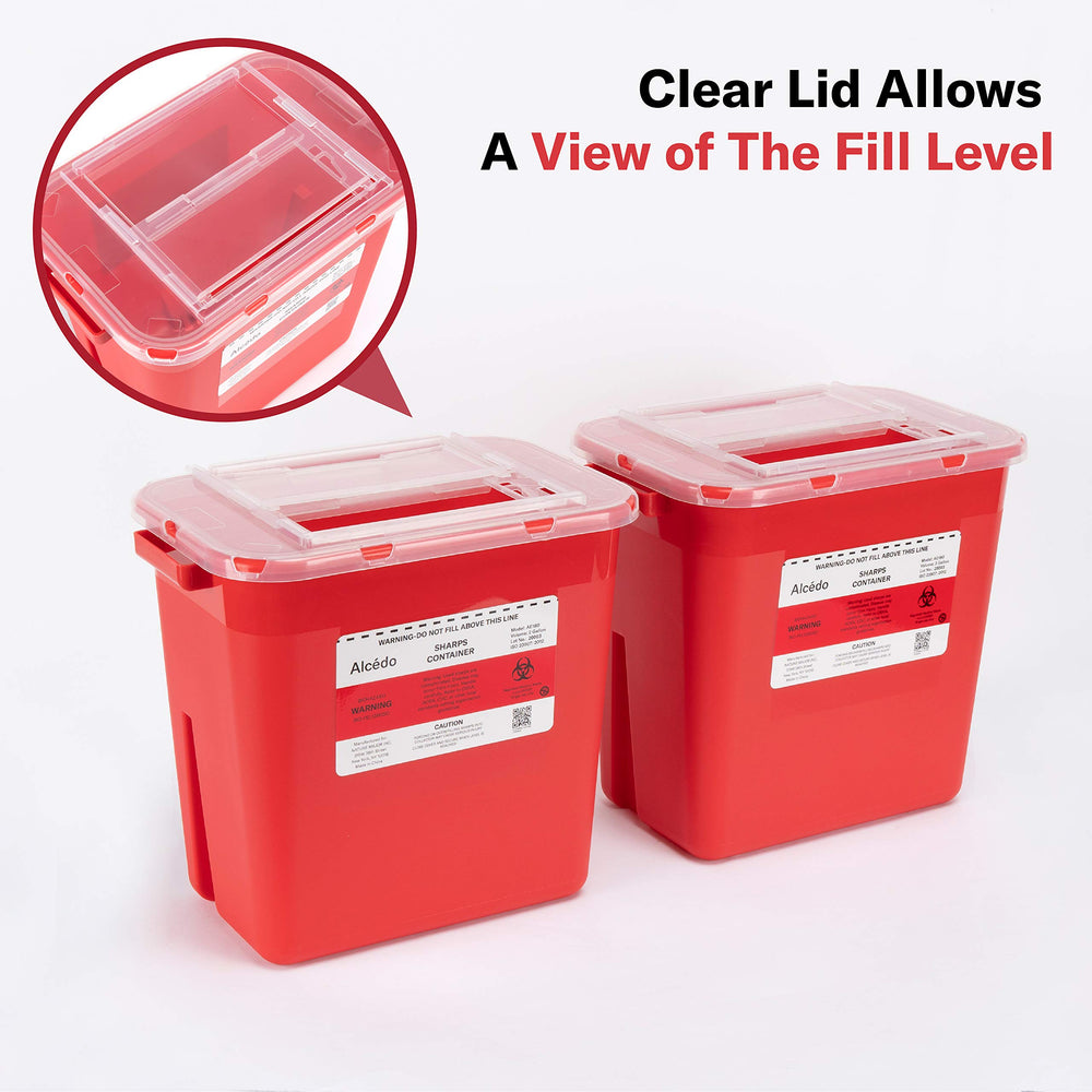 Alcedo sharps container on home bathroom counter showing discreet household use