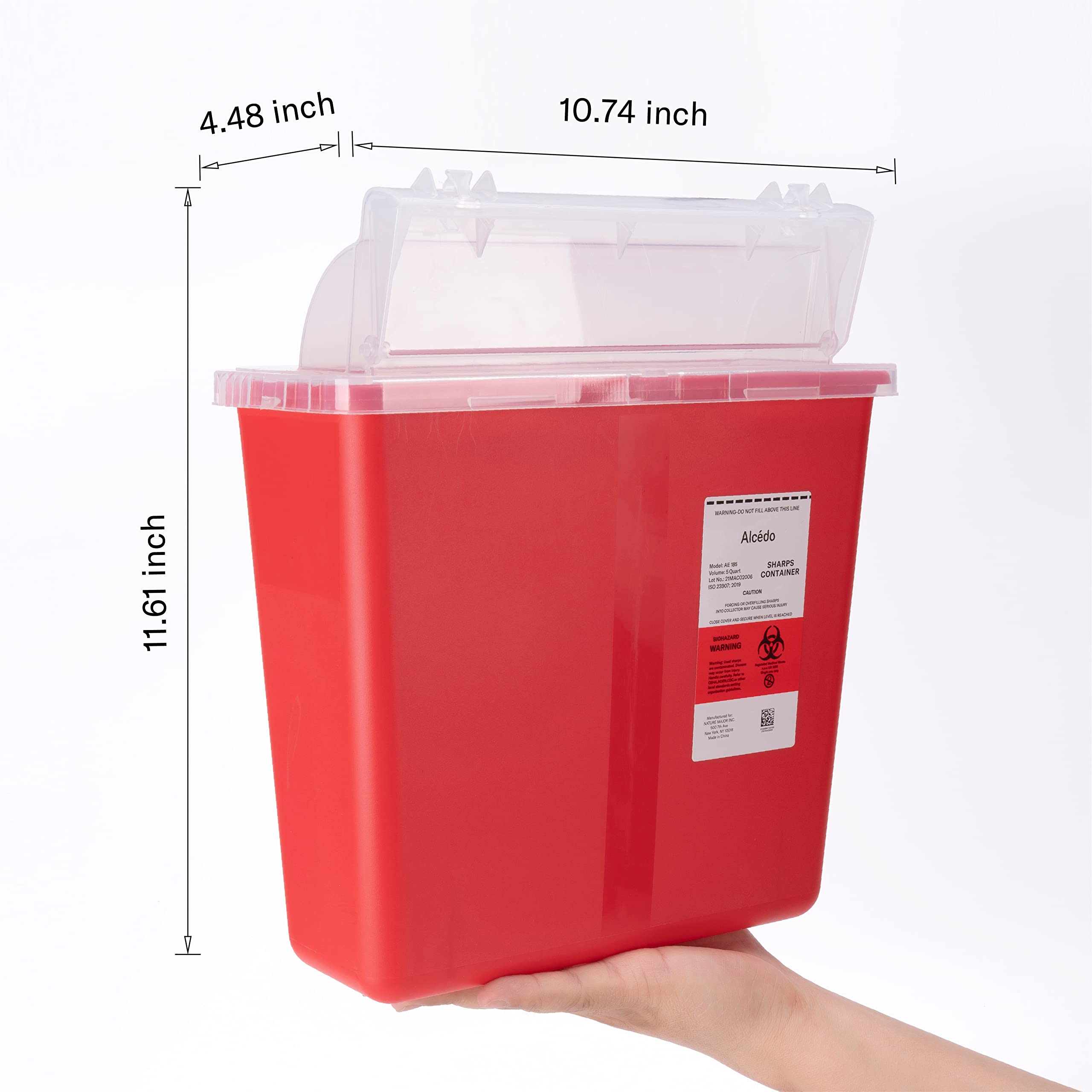 Alcedo sharps container on clinic countertop illustrating professional use