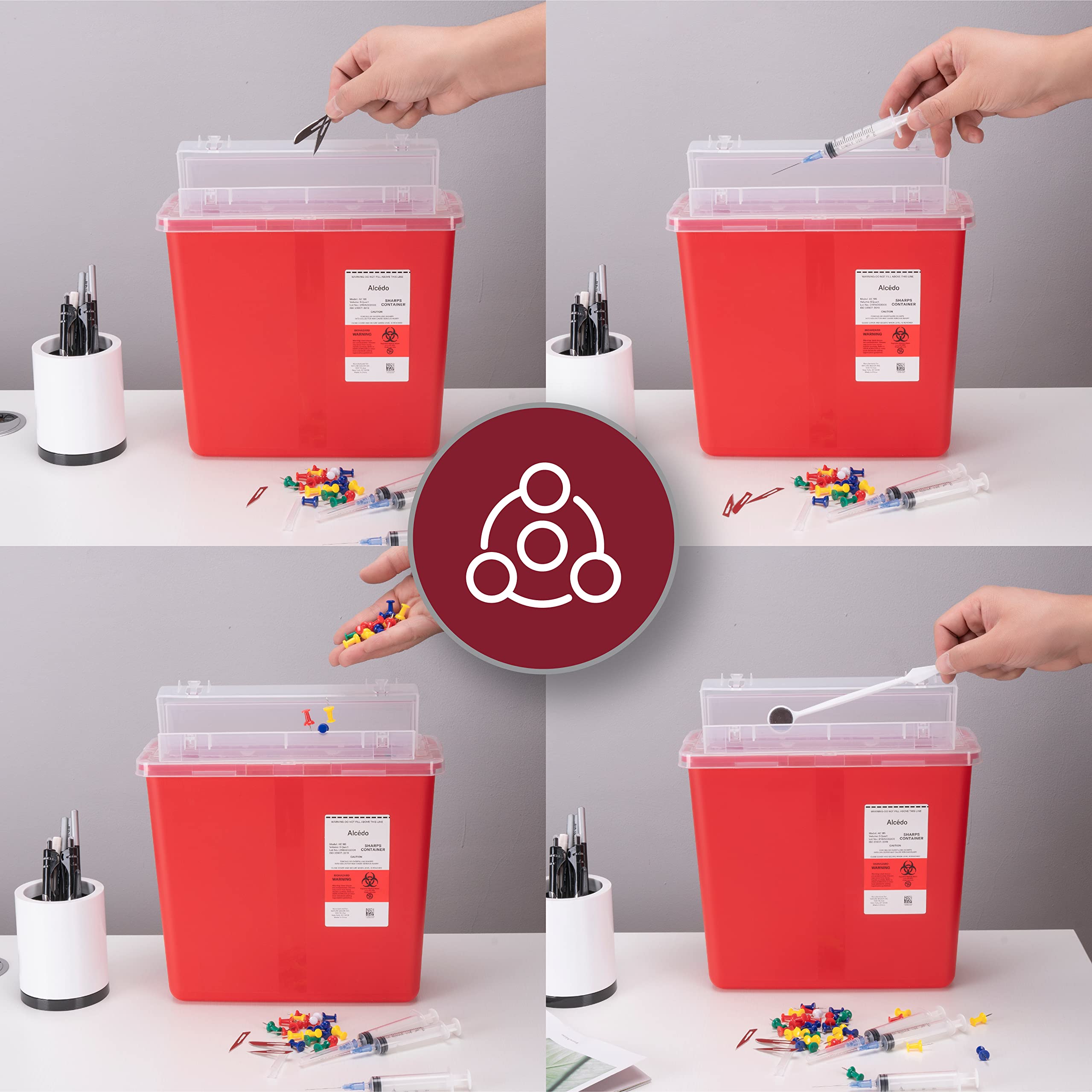 Alcedo sharps container two-pack boxed showing extra replacement value