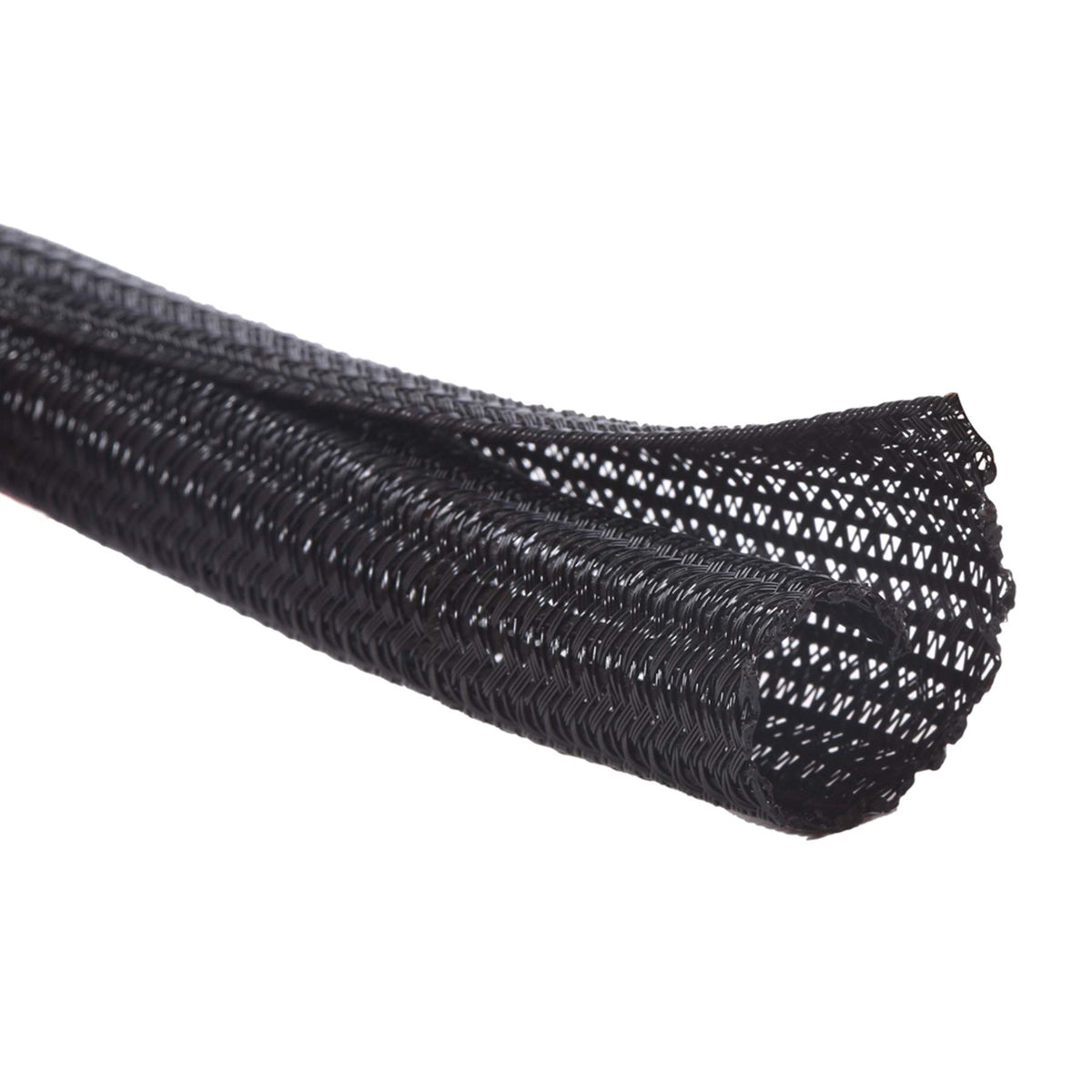 Alex Tech funda tubo frontal mostrando la longitud y color negro, organiza cables eficientemente