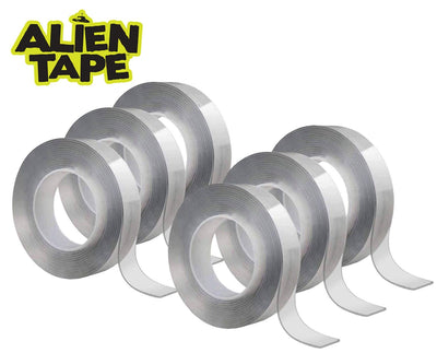 ALIEN TAPE being rinsed under water, showing reusable, residue-free cleaning benefit