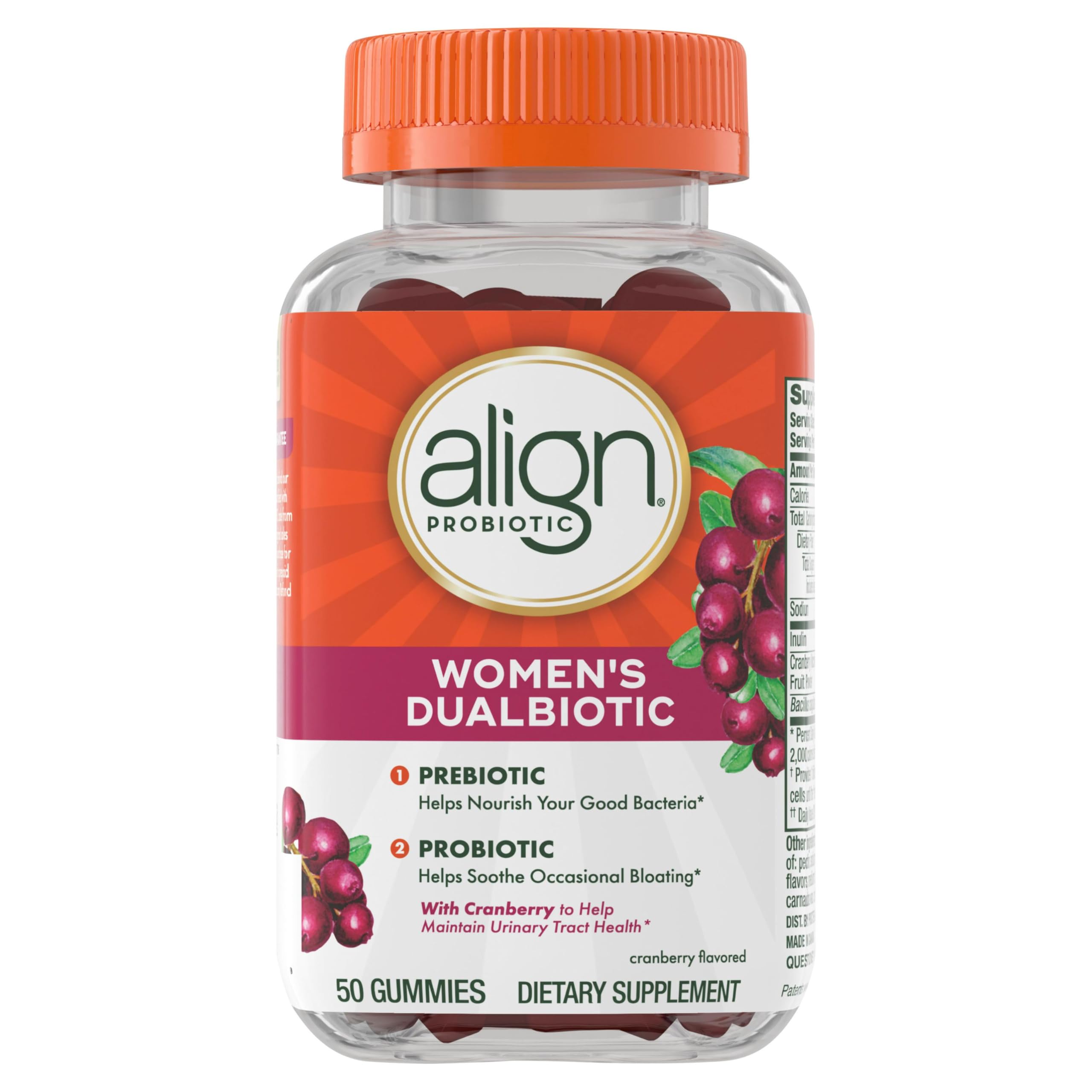 Align caja abierta mostrando 50 gomitas, cantidad y almacenamiento