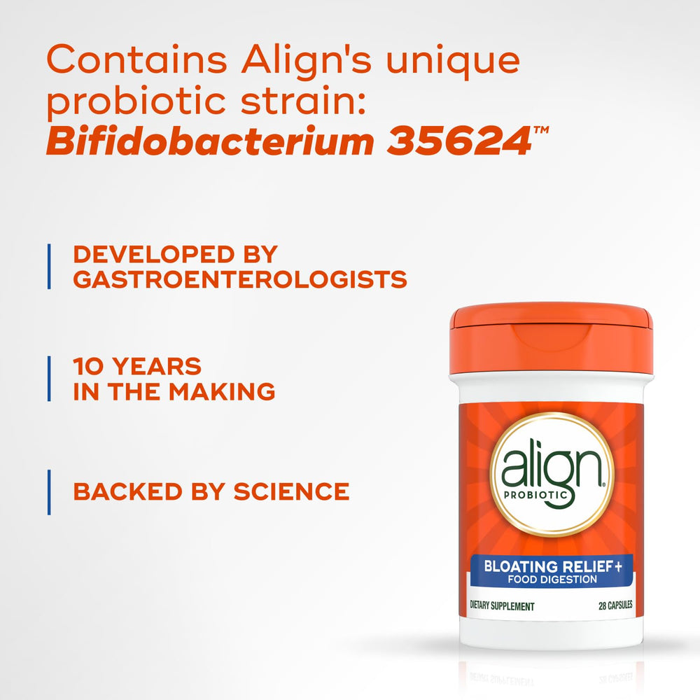 Align capsule in hand scale illustrating compact size and convenient daily dosing