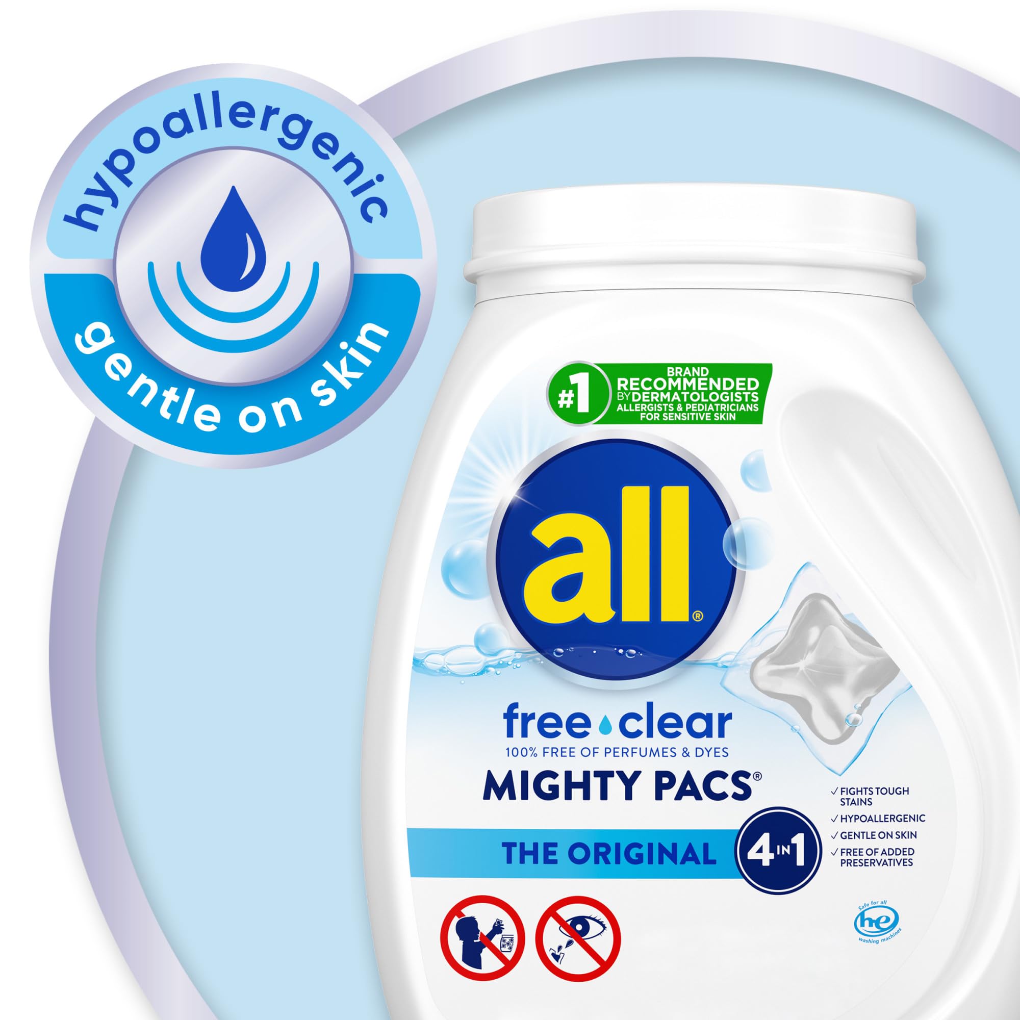 all free clear primer plano de una pac mostrando textura soluble y eficacia