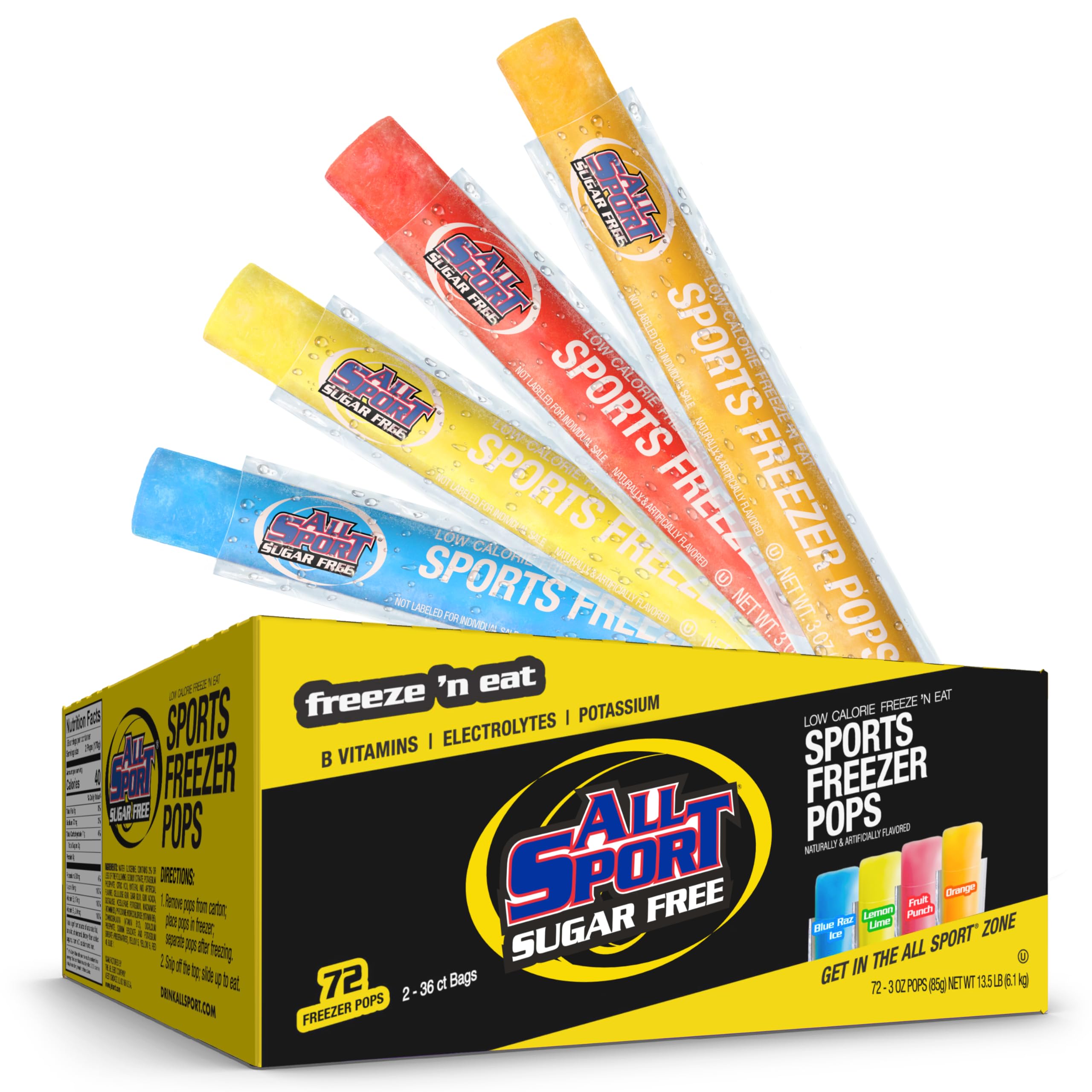 All Sport front packaging showing 72-count box and benefits