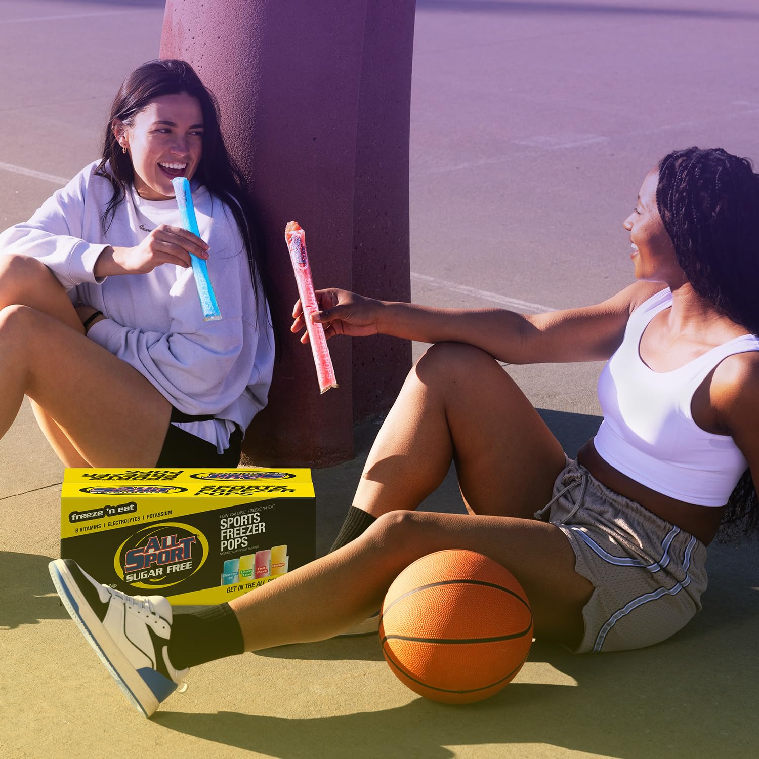 All Sport freezer pop enjoyed after exercise providing cold refreshment