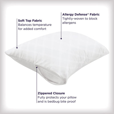Aller-Ease funda colocada en almohada demostrando confort y respirabilidad