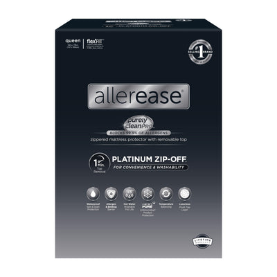 Aller-Ease protector frente del empaque muestra diseño y tamaño